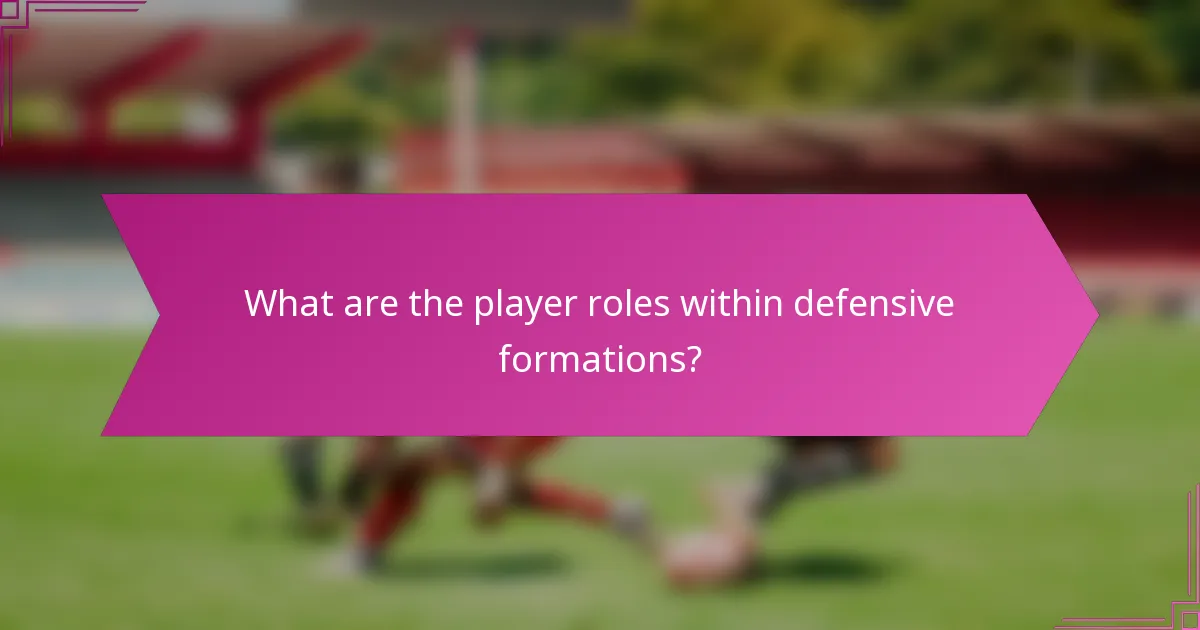 What are the player roles within defensive formations?