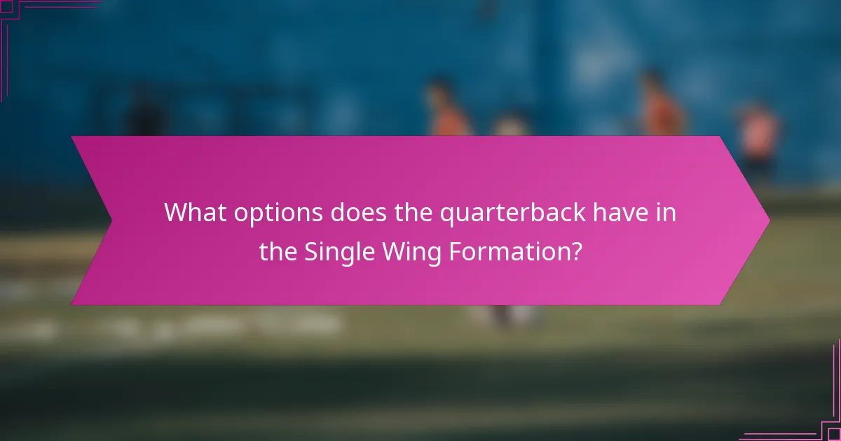 What options does the quarterback have in the Single Wing Formation?